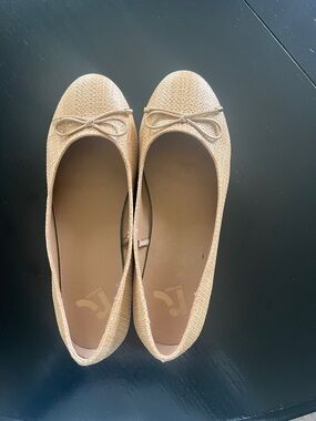 Report Beige Woven Bow Ballet Flats
